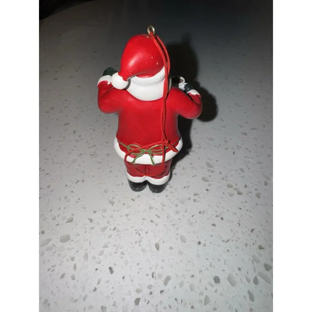 Santa Claus Coffee Figurine Hanging Painted Resin Christmas Multicolor Ornament